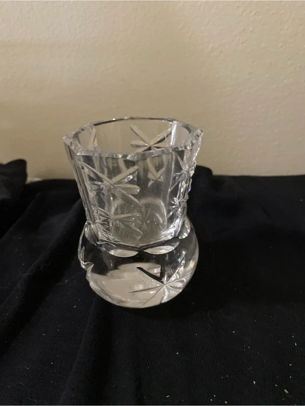 Source Unknown Clear Cut Crystal Votive Holder